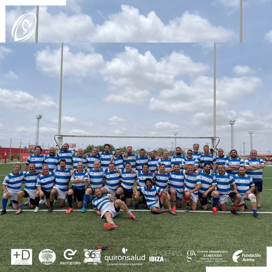 Photo by Olímpico de Pozuelo Rugby on June 12, 2024. May be an image of 4 people, sports equipment and text.