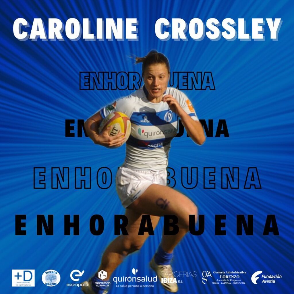 Photo shared by Olímpico de Pozuelo Rugby on August 01, 2024 tagging @_caroline.cross_. May be an image of 1 person, sports equipment and text.