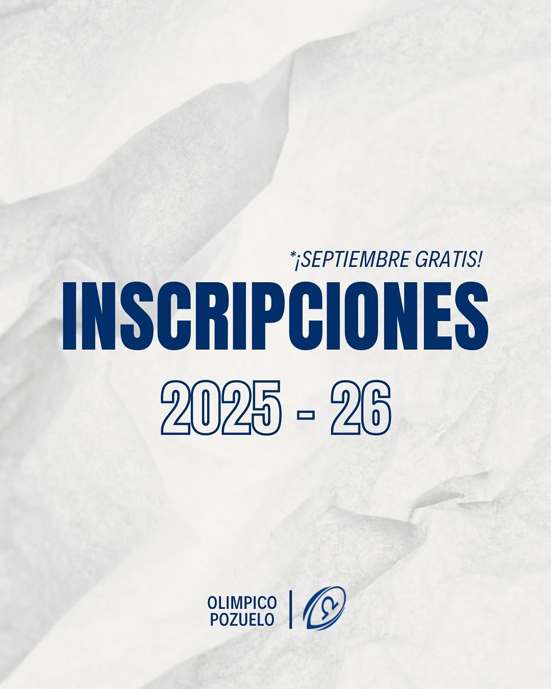 Photo shared by Olímpico de Pozuelo Rugby on August 30, 2025 tagging @ayto.pozuelo. May be an image of poster and text that says '*¡SEPTIEMBRE GRATIS! INSCRIPCIONES 2025- 26 OLIMPICO POZUELO'.